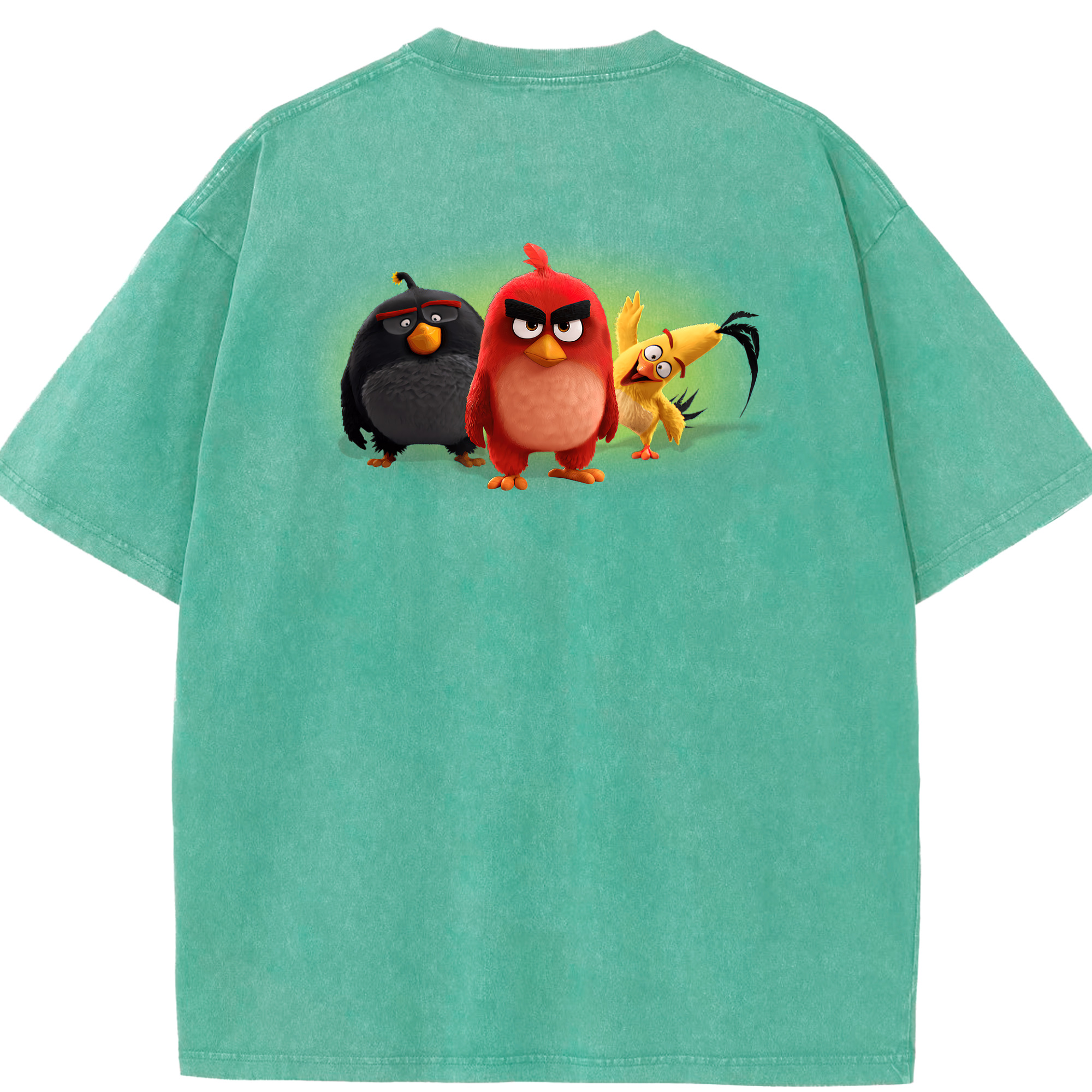 （画像用） Angry Birds アングリーバード 綿100% ヴィンテージ風 半袖Tシャツ（背面プリント）
